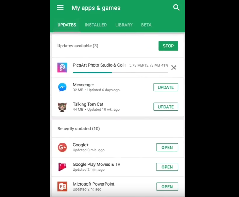 update google play store app