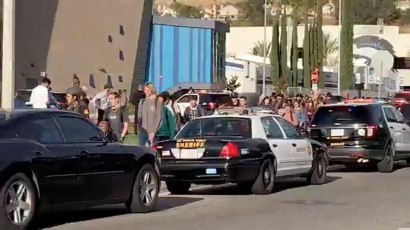 Group of police responded immediately in the mass shooting and escorted the students to the Central Park 