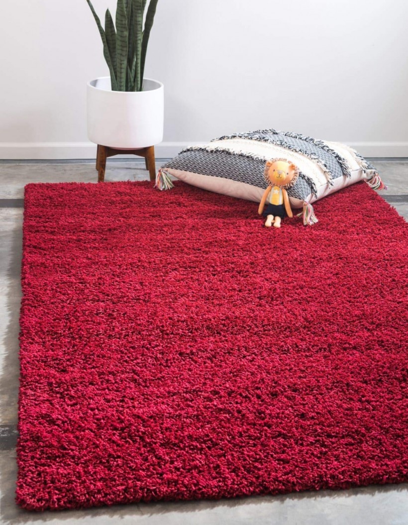 Unique Loom Solo Solid Shag Collection Modern Plush Area Rug 