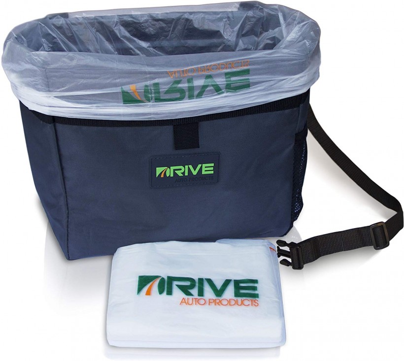 Car Garbage Can by Drive Auto Products from The Drive Bin As Seen On TV Collection, Black Strap