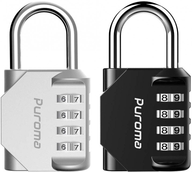 Puroma 2 Pack 4 Digit Combination Locks School Gym Locker Padlock (Silver & Black)