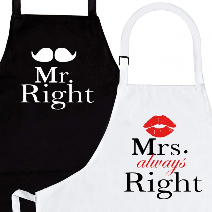 Mr. and Mrs. Couple Apron Set