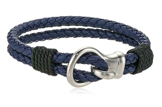 Lavari - Stainless Steel and Blue Genuine Leather Bracelet