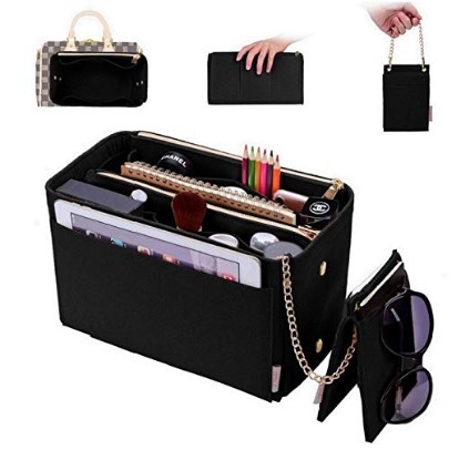 Purse Organizer, Purse Organizer Insert With 2 Metal Zipper, Bag Organizer With RFID Blocking Pocket Purse Organizer insert