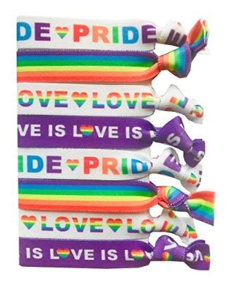 8-Piece Gay Pride Rainbow Hair Tie Accessories