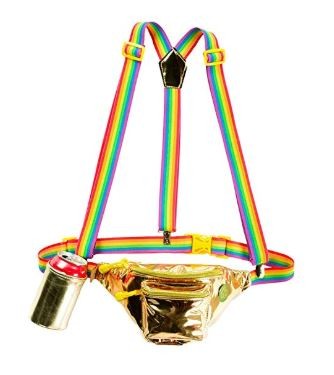 St. Patrick's Gold Fanny Pack w/ Rainbow Suspenders and Drink Holder