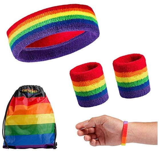 Rainbow Pride Sweatband and Workout Gear Set