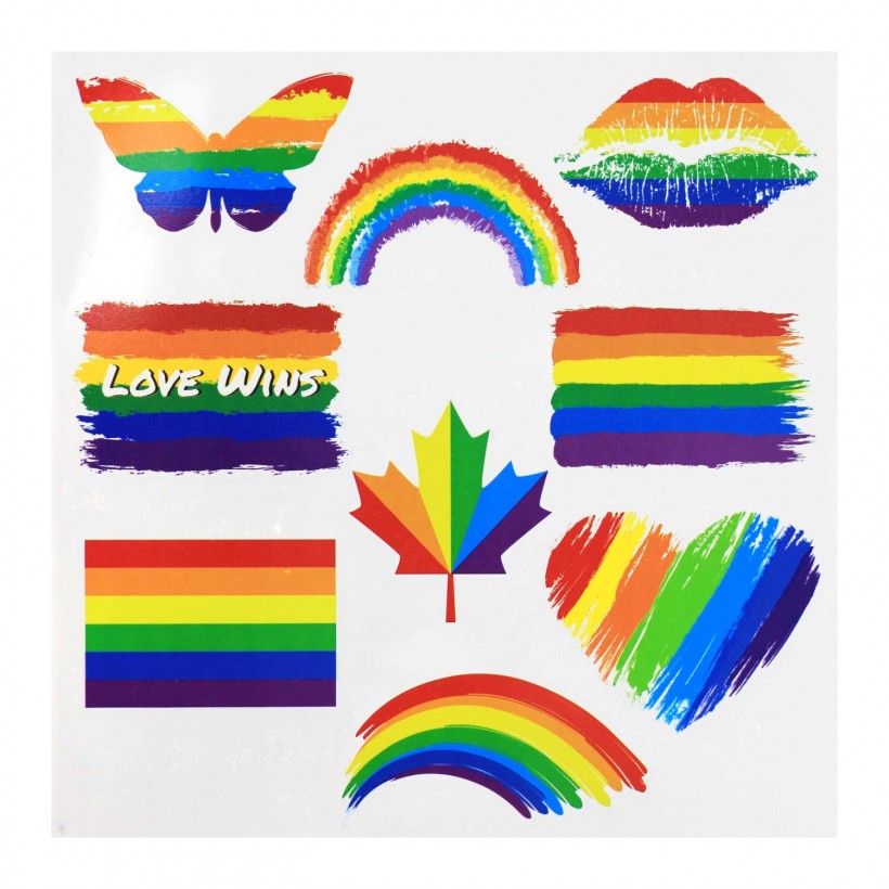 Fiomia Pride Tattoos Temporary Rainbow Flag Set Stickers