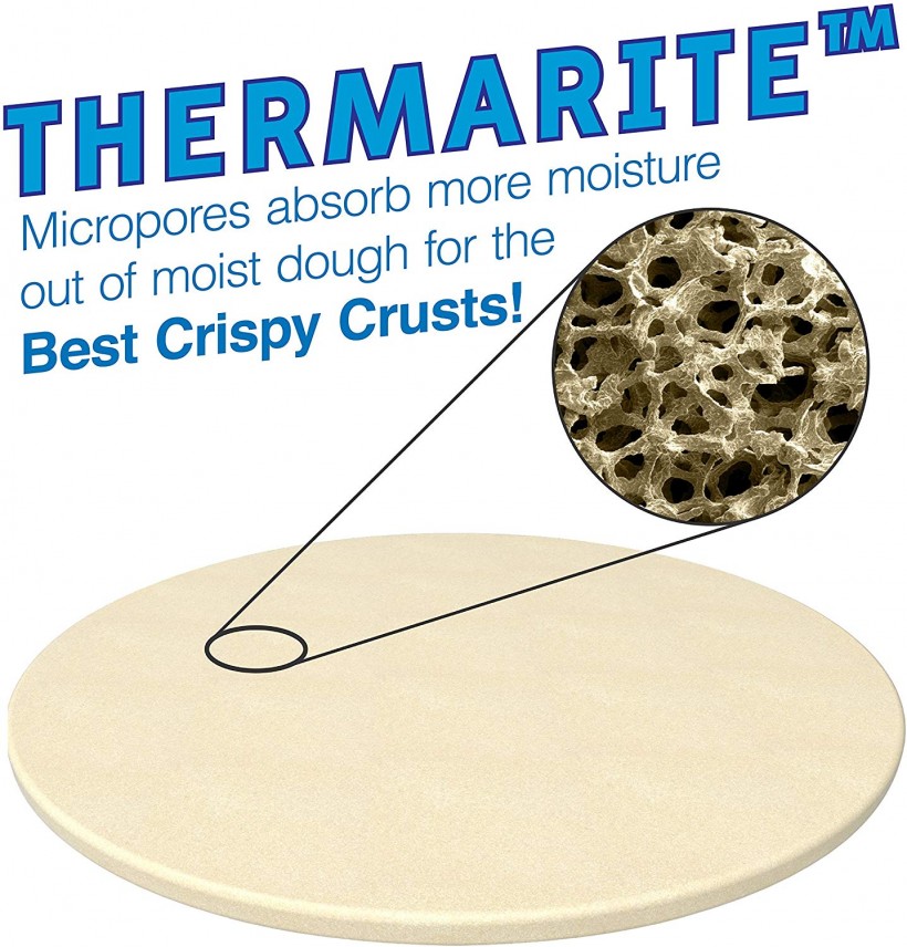 Pizza Stone for Best Crispy Crust Pizza, Only Stoneware with Thermarite (Engineered Tuff Cordierite). Durable, Certified Safe, for Ovens & Grills.