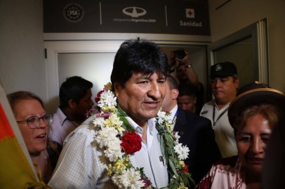 Bolivia's former President Evo Morales arrives at Mendoza for a rally with members of the Bolivian community, in Mendoza