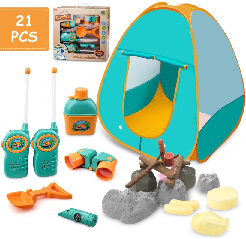 GrowthPic Kids Play Tent, Pretend Play Camping Tool Set