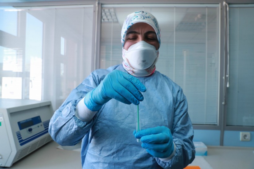 Materials for a rapid test kit for coronavirus (COVID-19) are displayed at a laboratory in Ankara