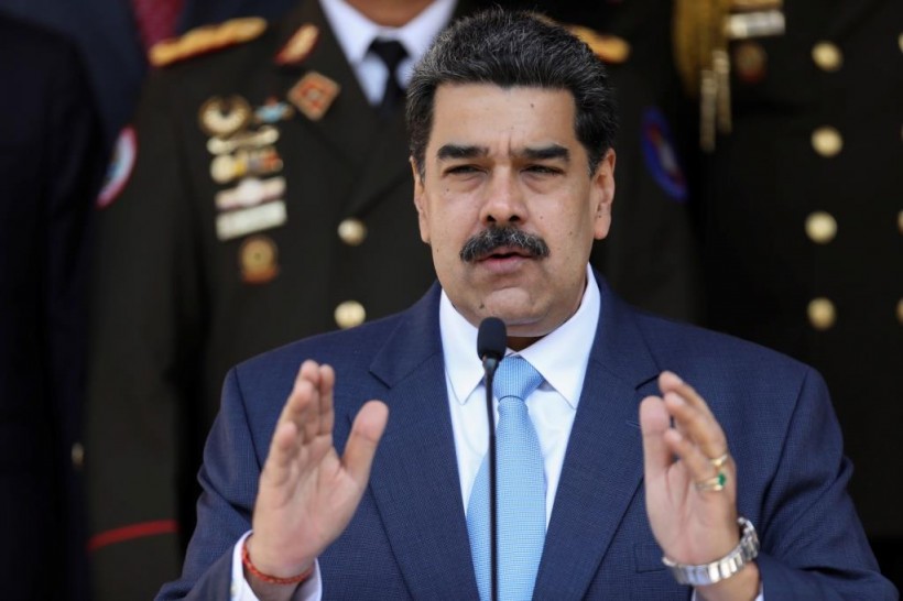 Venezuela's President Nicolas Maduro speaks during a news conference at Miraflores Palace in Caracas, Venezuela.