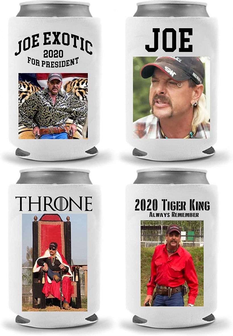 Cool Coast Products | Funny Tiger King Joe Exotic Parody Coolies - Big Cat Carole Baskin Funny Beer Can Coolies | Neoprene Insulated | Beverage Cans Bottles