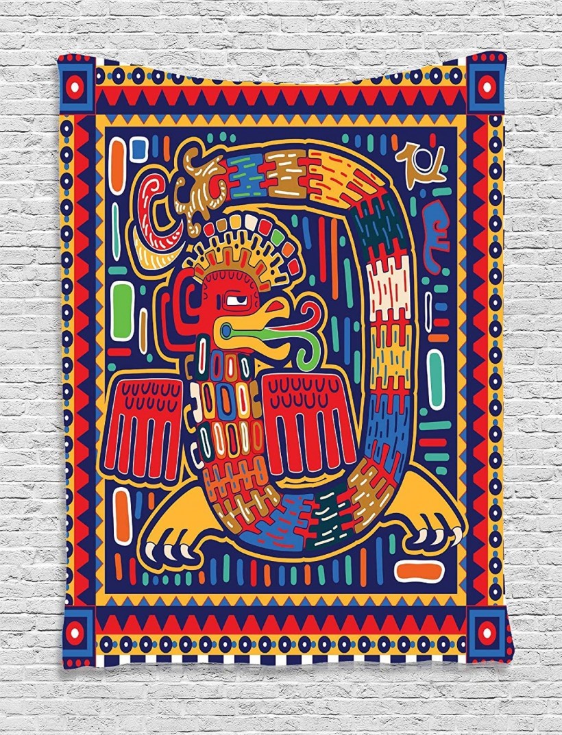 Ambesonne Mexican Tapestry, Aztec Culture Pattern