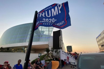 Supporters of U.S. President Donald Trump camp outside the BOK Center, the venue for his upcoming rally, in Tulsa, Oklahoma, US.