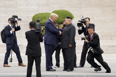 File picture of U.S. President Donald Trump meeting North Korean leader Kim Jong Un