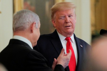 U.S. President Trump and Israel's Prime Minister Netanyahu discuss Middle East peace proposal at White House in Washington