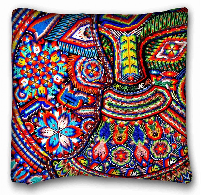 Tarolo Decorative Oaxaca Mexico Mexican Mayan Tribal Art Boho Travel Throw Pillow Case Cases Cover Cushion Covers Sofa Size 16x16 Inches One Side