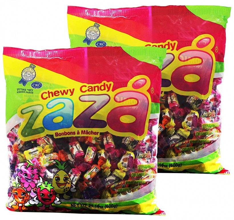 Zaza Assorted Bulk Chewy Candy, Colorful Flavorful Fruity Individually Wrapped Kosher Sweet candies, Halloween Trick or Treat, Variety Pack for Holiday...
