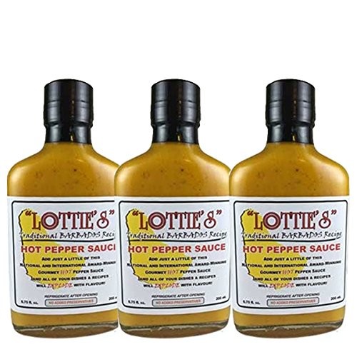 Lottie's Traditional Barbados Yellow Hot Pepper Sauce (Pack of 3)
