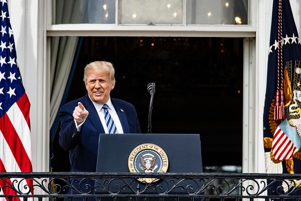 President Trump Delivers Speech To Supporters From White House Balcony