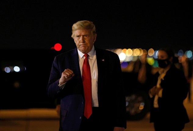 U.S. President Trump arrives at McCarran International Airport in Las Vegas