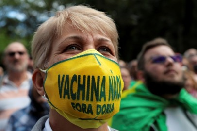 Protest against state governor Doria and China's Sinovac vaccine in Sao Paulo