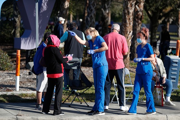Senior Citizens Line Up For Vaccinations Administered By Florida Department Of Health