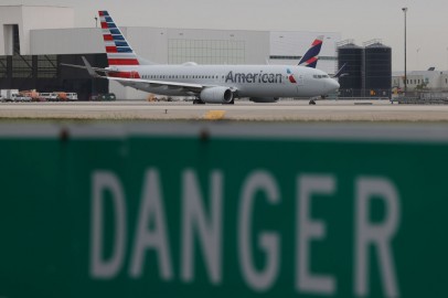 American Airlines plane on runway