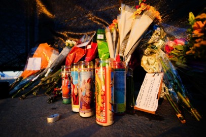 Candles and flowers outside Astroworld Festival venue
