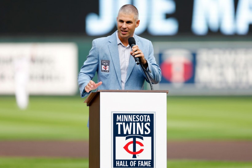 Joe Mauer, seen here after being inducted into the Minnesota Twins hall of fame, is headed for Cooperstown, N.Y., as part of the 2024 class of National Baseball Hall of Fame inductees