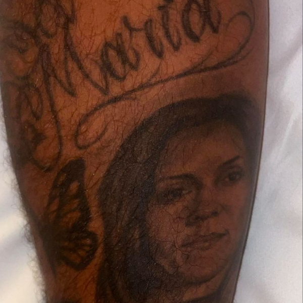 Carrión's tattoo of his mother.