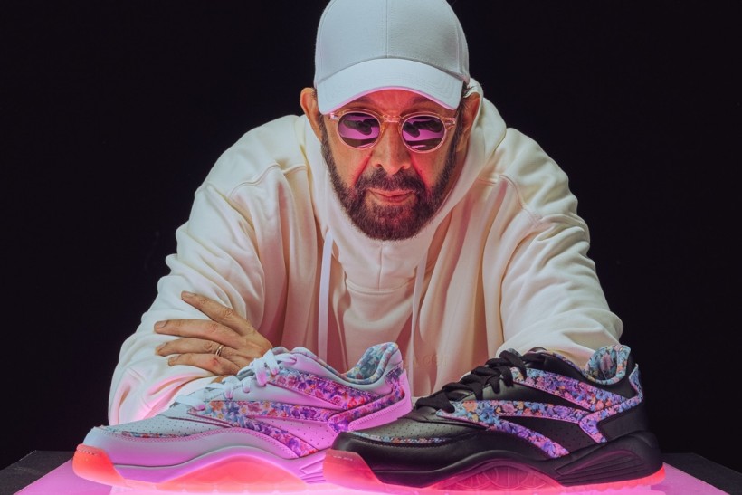 Juan Luis Guerra and his 'Bachata Rosa' sneakers.