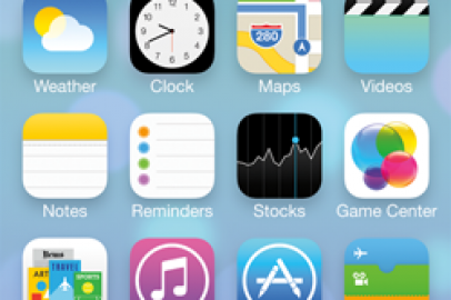 The iPhone 5 home screen in iOS 7 Beta 2 as released by Apple.
