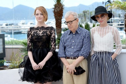 Actress Emma Stone, director Woody Allen and actress Parker Posey 