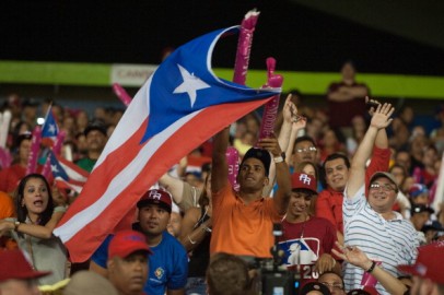 Puerto Rico's flag during a baseball game.