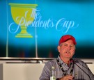 The US Team captain Jay Hass speaks during a press conference ahead of the 2015 Presidents Cup at the Jack Nicklaus Golf Club in Incheon, west of Seoul, on October 6, 2015.