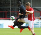 Toni Gomes of Liverpool and George Tanner of Manchester United in action during the Manchester United v Liverpool U18 game on August 20, 2016 in Altrincham, England.