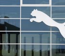 The logo of German sporting goods company Puma is pictured ahead the shareholders meeting on May 6, 2015 in Herzogenaurach, southern Germany.