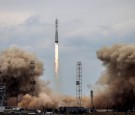 A Proton-M rocket carrying ExoMars 2016 spacecraft blasts off from the Baikonur Cosmodrome. ExoMars, a joint ESA-Roscosmos mission, is aimed at finding life on Mars. 