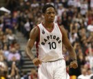 Toronto Raptors guard DeMar DeRozan (10) walks back to his defensive end