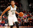 Rashad Vaughn of the Milwaukee Bucks drives to the basket against the Detroit Pistons on October 30, 2016