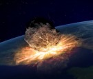 Asteroid hitting earth, artwork