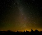 In this NASA handout, a 30 second exposure of a meteor streaks across the sky during the annual Perseid meteor shower August 12, 2016 in Spruce Knob, West Virginia.