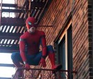 Tom Holland filming his own stunts as the title role in 'Spiderman : Homecoming' on September 27, 2016 in New York City.