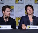 L-R Actors Paul Wesley and Ian Somerhalder attend the 'The Vampire Diaries' panel during Comic-Con International 2016 at San Diego Convention Center on July 23, 2016 in San Diego, California.