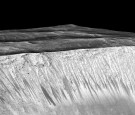 In this handout provided by NASA's Mars Reconnaissance Orbiter, dark, narrow streaks on the slopes of Garni Crater are inferred to be formed by seasonal flow of water on surface of present-day Mars. 