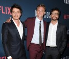 (L-R) Actors Pedro Pascal, Boyd Holbrook and Wagner Moura attend the season 2 premiere of 'Narcos' at ArcLight Cinemas on August 24, 2016 in Hollywood, California. 