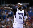 DeMarcus Cousins #15 of the Sacramento Kings complains about a call during their game against the New Orleans Pelicans at Sleep Train Arena on April 3, 2015 in Sacramento, California.